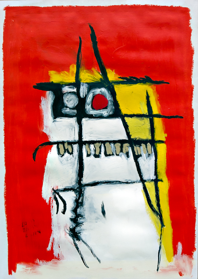 Oil paintstick and pencil on paper